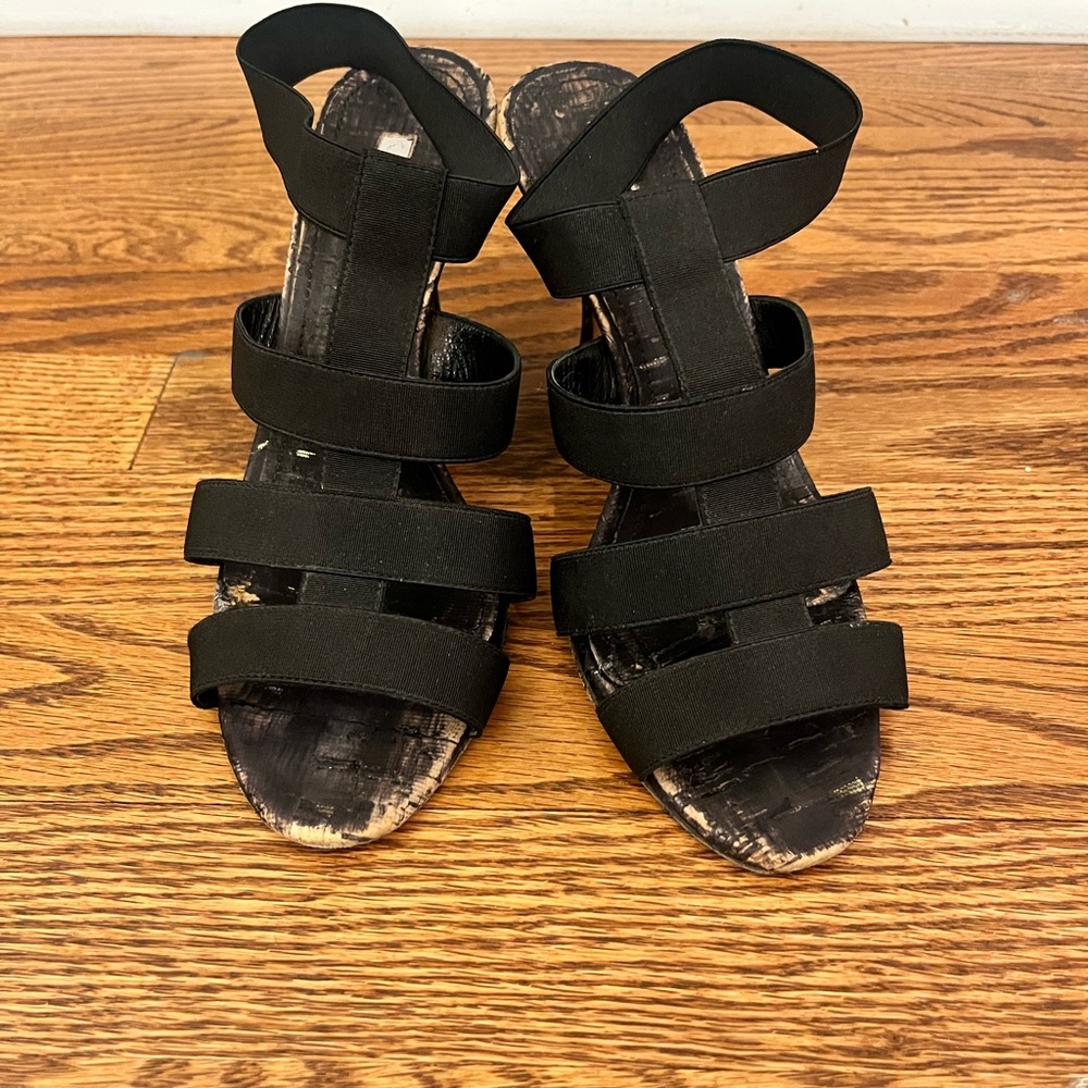 Manolo Blahnik Lasti Flecked Cork Stretch Sandals IT37.5/US 7.5